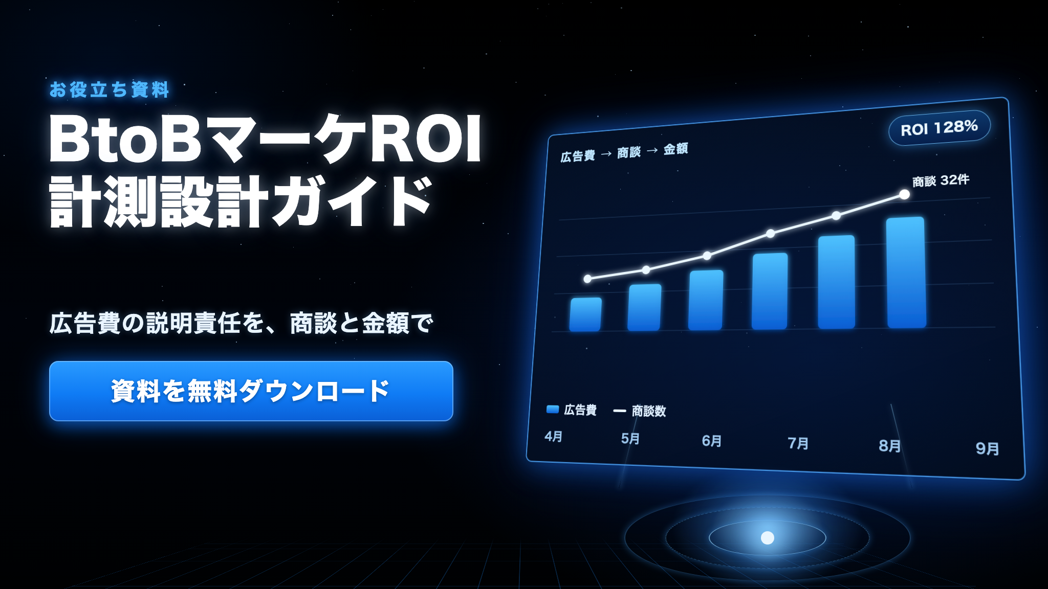 お役立ち資料 BtoBマーケROI計測設計ガイド 広告費の説明責任を、商談と金額でを無料ダウンロード
